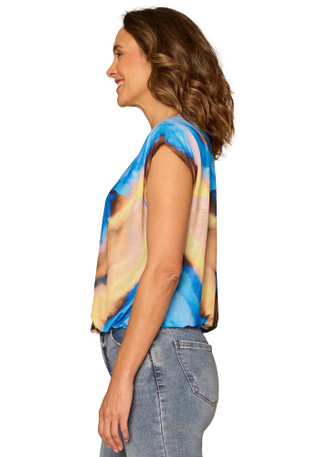 Thumbnail 4: Democracy Women's Short Sleeve Pleated Bubble Hem Top 