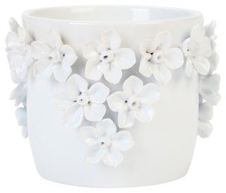 Thumbnail 1: Sagebrook Home 8" Ceramic Floral Applique Planter 