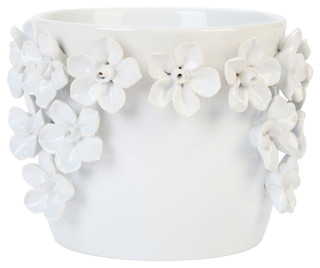 Thumbnail 3: Sagebrook Home 8" Ceramic Floral Applique Planter 