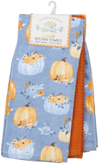 Thumbnail 1: Pumpkin Season 3 Pk Harvest Pumpkins Kitchen Towels Set 