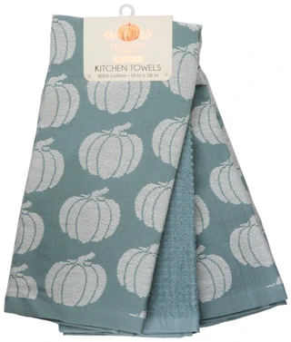 Thumbnail 1: Harvest Season 3 Pk Pumpkin Kitchen Towels Set 