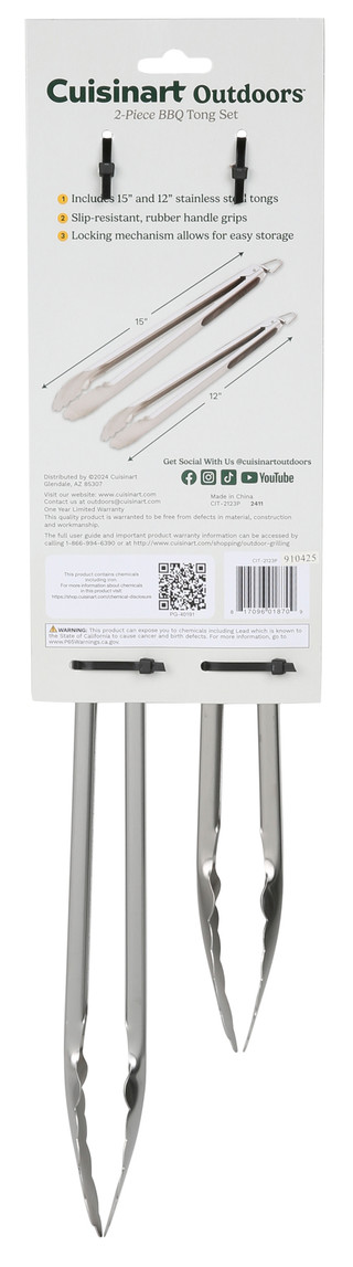 Thumbnail 2: CUISINART 2-Piece Stainless Steel Locking Tong Set 