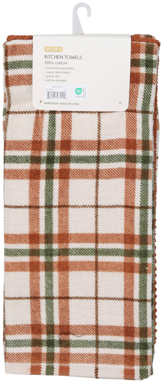 Thumbnail 2: Sundry Kitchen 3 Pk Plaid Kitchen Towels Set 