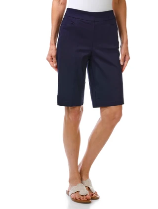 Thumbnail 1: Coral Bay Women's Silver Flower Chain Bermuda Shorts 