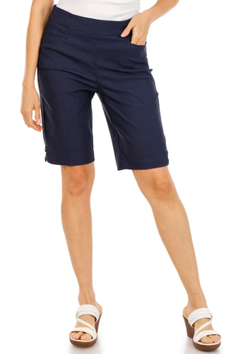 Thumbnail 4: Coral Bay Women's Silver Flower Chain Bermuda Shorts 