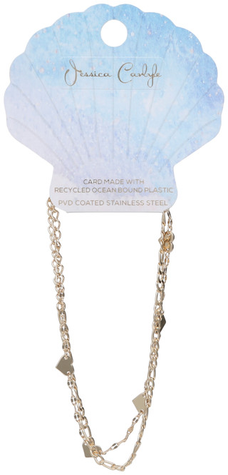 Thumbnail 1: Jessica Carlyle Gold Tone Double Layer Chain Necklace with Heart Charms 