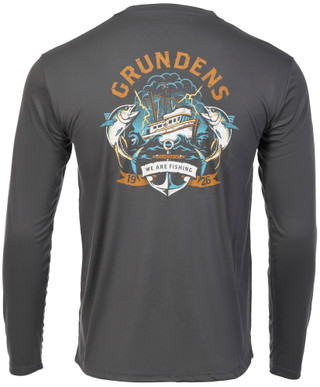 Thumbnail 1: GRUNDENS Men's Long Sleeve Tuna Graphic Performance Tee 