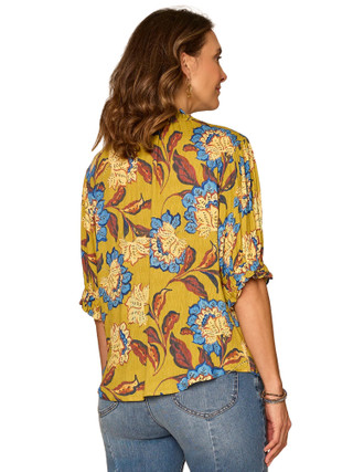 Thumbnail 2: Democracy Women's Elbow Sleeve Ruffle Split Top 