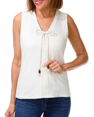 Thumbnail 1: NINE WEST Women's Tie Front V-Neck Tank Top 