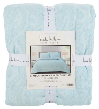Thumbnail 1: Nicole Miller Full/Queen Size 3 Pc Stonewashes Quilt Set  