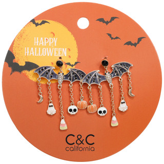 Thumbnail 1: C&C California Gold Tone Halloween Bat Drop Earrings  