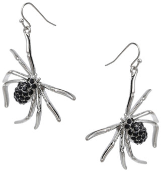 Thumbnail 2: C&C California Silver Tone Halloween Spider Drop Earrings 