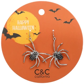 Thumbnail 1: C&C California Silver Tone Halloween Spider Drop Earrings 