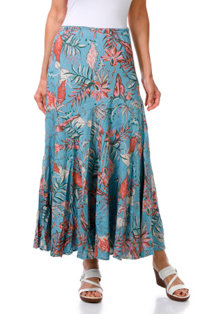 Thumbnail 1: Nostalgia Women's Tropical Feather Maxi Skirt 