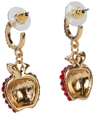 Thumbnail 2: Nicole Miller Gold Tone Hoop Earrings with Rhinestone Apple Charms 