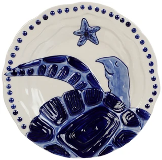 Thumbnail 1: BLUE SKY Magic Sea Turtle Dinner Plate, Cobalt Blue 