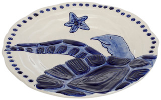 Thumbnail 2: BLUE SKY Magic Sea Turtle Dinner Plate, Cobalt Blue 