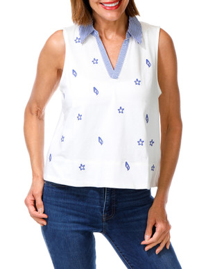 Thumbnail 1: Philosophy Sleeveless Satin Split Neck Blouse 
