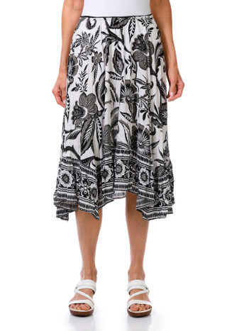 Thumbnail 1: Lola P Women's Tropical Floral Midi Skirt 