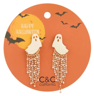 Thumbnail 1: C&C California Gold Tone Halloween Ghosts Drop Earrings 