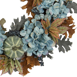 Thumbnail 3: Autumn Gatherings 18 in Hydrangea Harvest Wreath with Pumpkins 