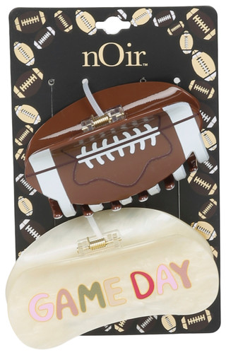 Thumbnail 1: Noir 2 Pk Football Hair Claw Clips Set 