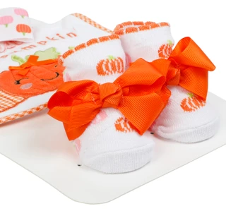 Thumbnail 2: Baby Essentials Baby Girls 3 Pc Pumpkin Headband Set 