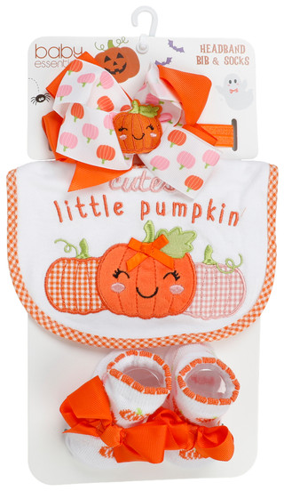 Thumbnail 1: Baby Essentials Baby Girls 3 Pc Pumpkin Headband Set 