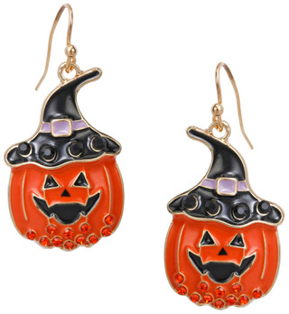 Thumbnail 2: C&C California Gold Tone Halloween Pumpkin Drop Earrings 