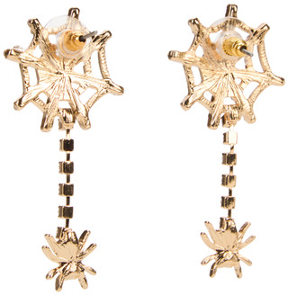 Thumbnail 2: Nicole Miller Gold Tone  Halloween Spider Drop Earrings 