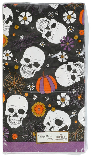 Thumbnail 2: Sugar Plum Party 32 Pk Spooky Skeletons Napkins  