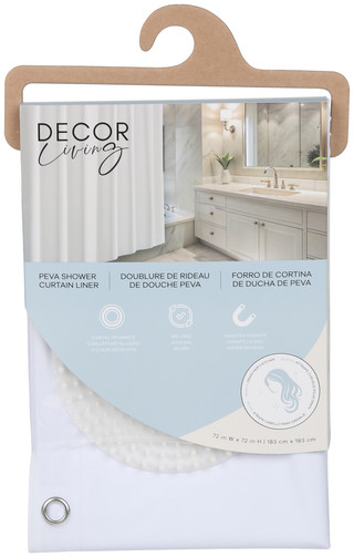 Thumbnail 1: Decor Living Peva Shower Curtain Liner with Drain Hair Catcher 
