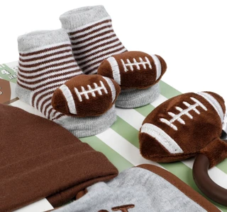 Thumbnail 2: Baby Essentials Baby Boys 4 Pc Football Bib Set 