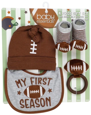 Thumbnail 1: Baby Essentials Baby Boys 4 Pc Football Bib Set 