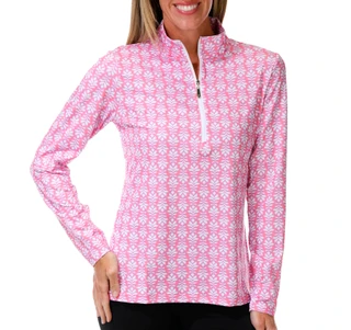 Thumbnail 1: Palm House Women's Long Sleeve 1/4 Zip Print Sport Top 