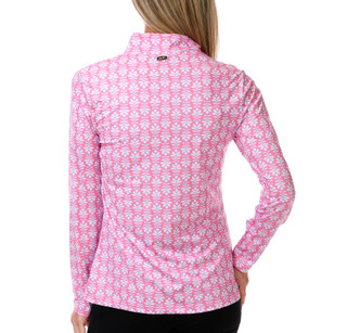 Thumbnail 2: Palm House Women's Long Sleeve 1/4 Zip Print Sport Top 