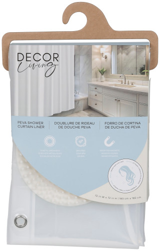 Thumbnail 1: Decor Living Peva Shower Curtain Liner with Drain Hair Catcher 