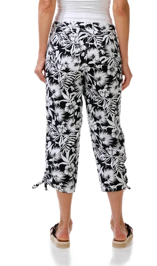 Thumbnail 2: Dash Women's Printed Stretch Poplin Capris w/ Knit Waist 