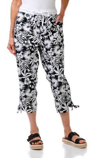 Thumbnail 1: Dash Women's Printed Stretch Poplin Capris w/ Knit Waist 