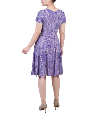 Thumbnail 1: Ny Collection Short Sleeve Jacquard Knit Seamed Dress 