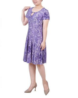 Thumbnail 2: Ny Collection Short Sleeve Jacquard Knit Seamed Dress 
