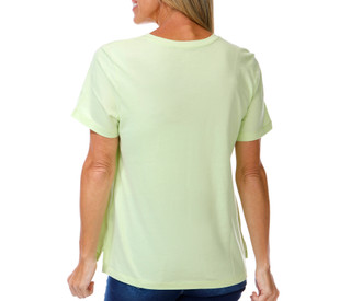 Thumbnail 2: Coral Bay Women's Short Sleeve V-Neck Boho Floral Linework Top 