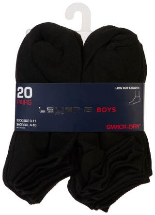 Thumbnail 1: Layer 8 Boys 20 Pk Qwick-Dry Low Cut Socks 