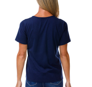 Thumbnail 2: Coral Bay Women's Short Sleeve Confetti Bling Split Neck Top 