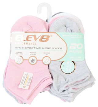 Thumbnail 1: ELEV8 Girls 20 Pk Sport No Show Socks Set 
