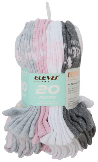 Thumbnail 4: Elev 8 Girls 20 Pk Sport No Show Socks Set 