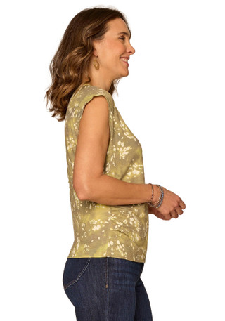 Thumbnail 4: Democracy Women's Scoop Neck Side Ruched Printed Top 