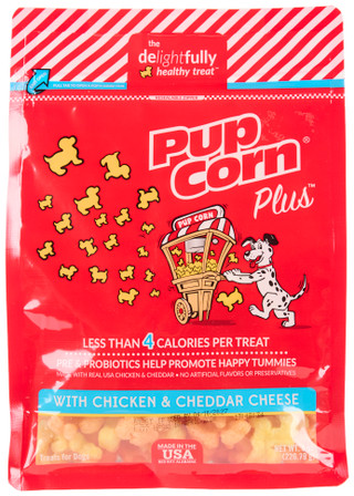 Thumbnail 1: Pup Corn Pup Corn Plus Chicken & Cheddar Dog Treats 8 oz 