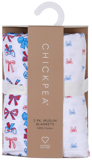 Thumbnail 1: Chick Pea 2-Pack Patriotic Muslin Hair Bows 