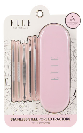 Thumbnail 1: Elle Essentials 6 Pc Stainless Steel Pore Extractors with Case 
